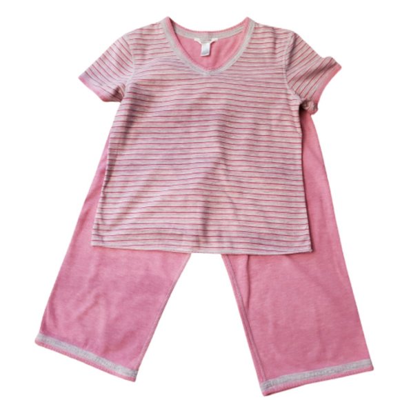 Dockers Short Sleeve Capri Pant Pajamas Pink and Gray Size Small - Picture 2 of 8